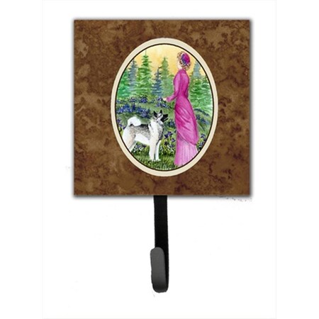 Jensendistributionservices Lady With Her Norwegian Elkhound Leash Holder Or Key Hook MI1656045